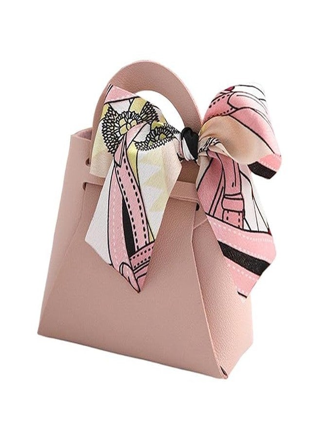 Graidient span multi-color PU Leather Wedding Favour Gift Bags - Set of 6 Elegant Handbag Style Candy Boxes with Ribbons - 12x5.5x13 cm - Party Decoration & Guest Return Gift Box - Image 1